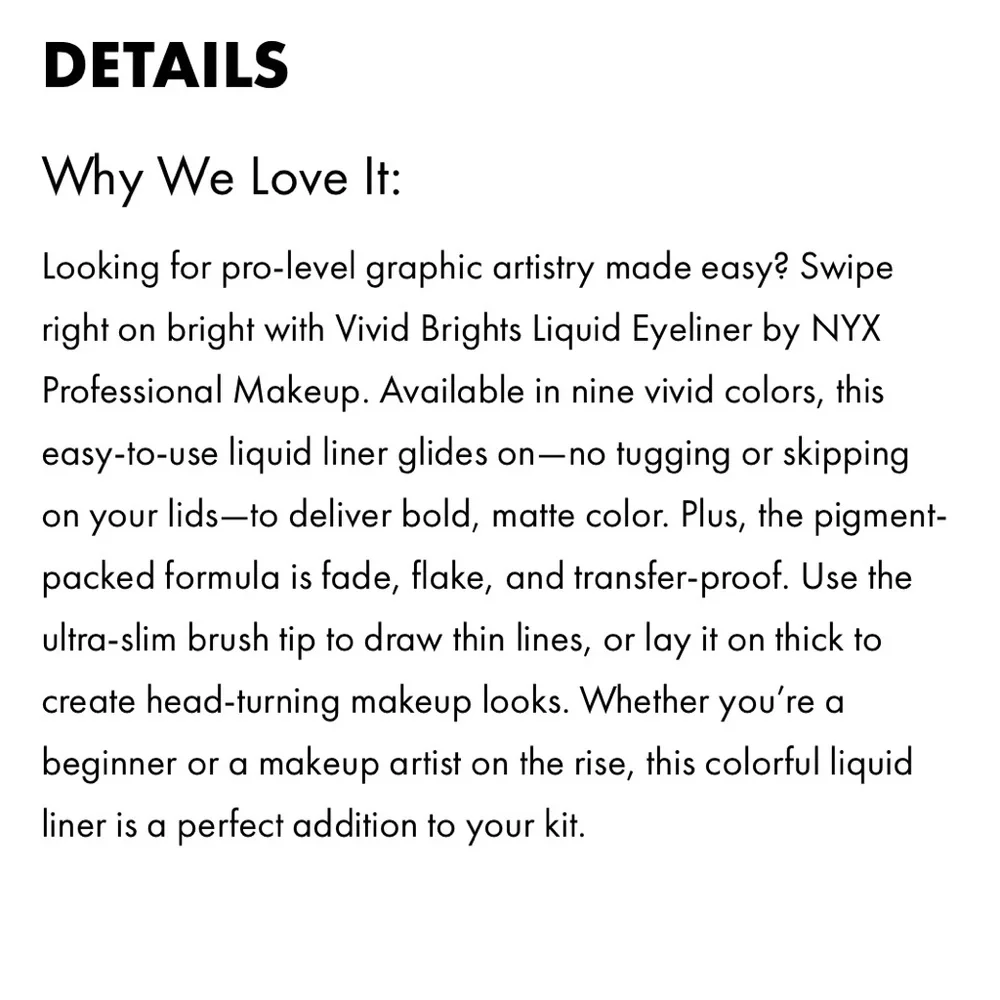 NWT NYX Vivid Brights Matte Liquid Eyeliner- Cobalt Crush
